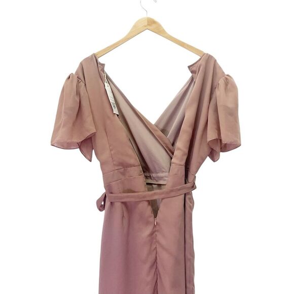 NWT Ivy City Co Lillie Dress Dusty Rose Size Large Flutter Sleeve Chiffon Midi - Picture 11 of 15